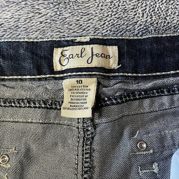 EARL WOMENS JEANS Sz 10 Bootcut Flare Stretch Denim Jeans Bling Rhinestone - Picture 6 of 10